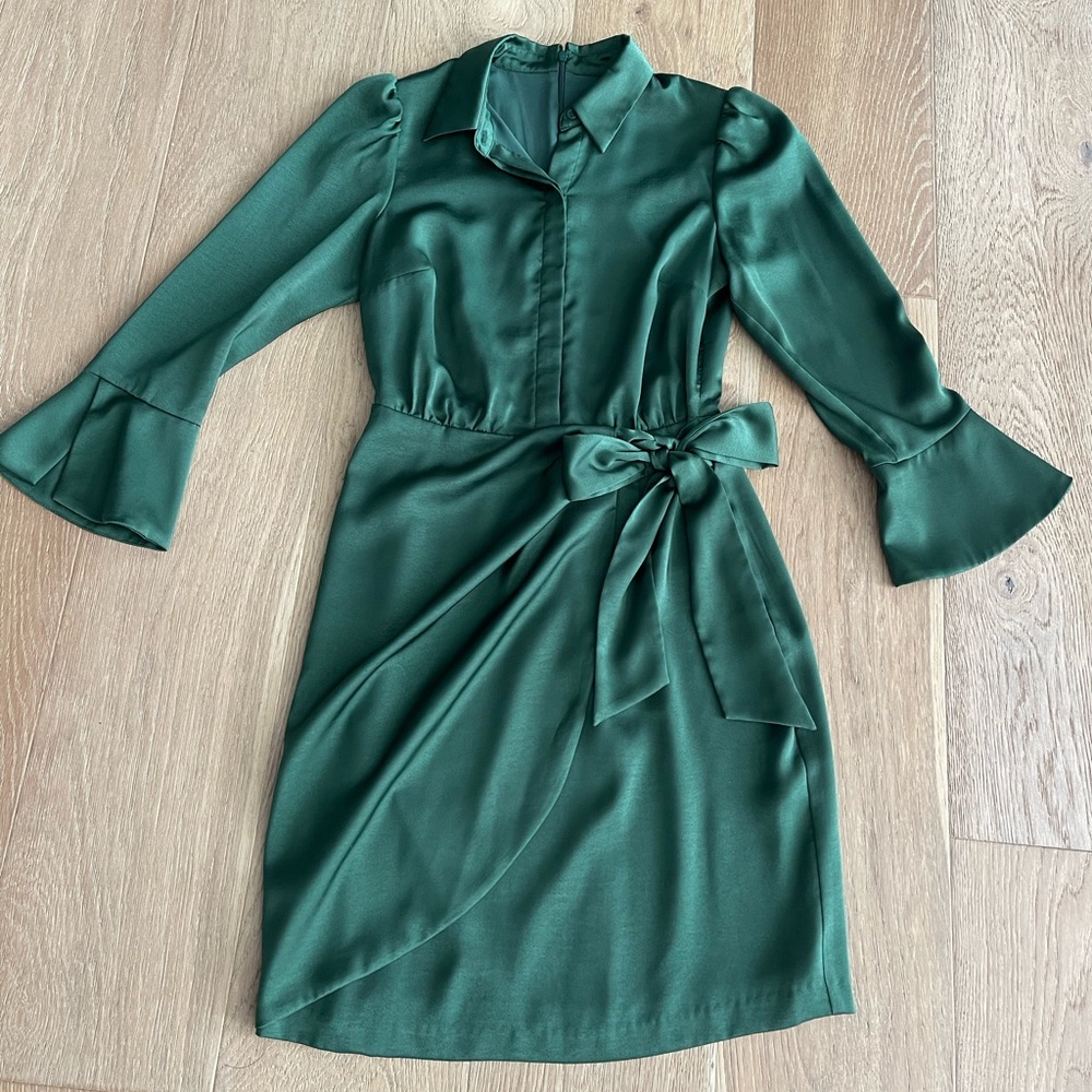 Vince Camuto Forest Green Long Sleeve Dress
